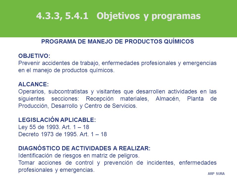 PROGRAMA DE MANEJO DE PRODUCTOS QUÍMICOS