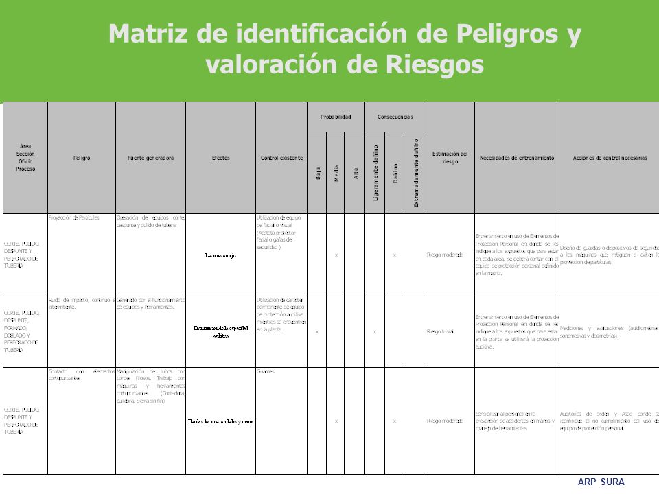 Matriz de identificación de Peligros y valoración de Riesgos