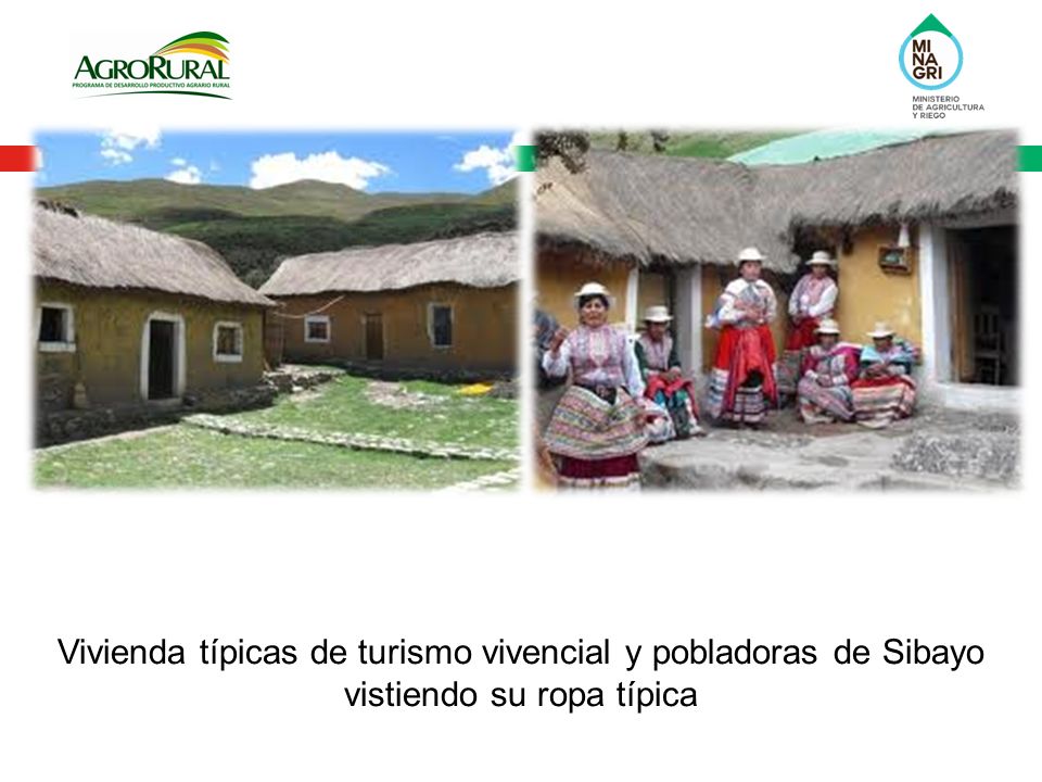 Vivienda típicas de turismo vivencial y pobladoras de Sibayo vistiendo su ropa típica