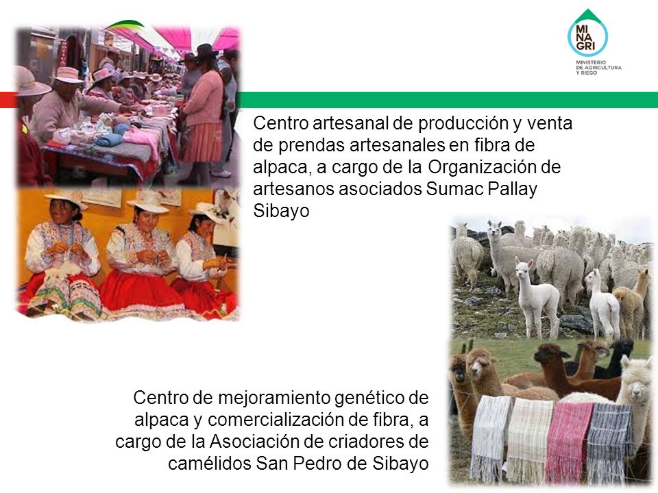 Centro artesanal de producción y venta de prendas artesanales en fibra de alpaca, a cargo de la Organización de artesanos asociados Sumac Pallay Sibayo