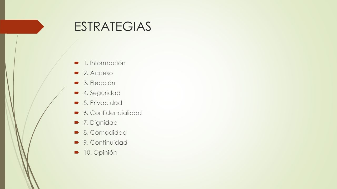ESTRATEGIAS 1. Información 2. Acceso 3. Elección 4. Seguridad