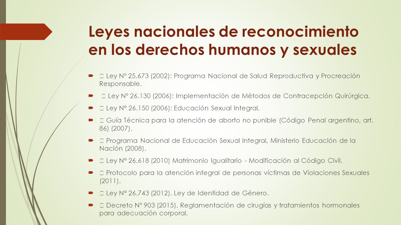Leyes nacionales de reconocimiento en los derechos humanos y sexuales