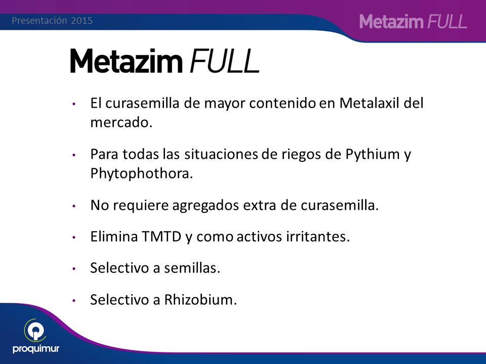 El curasemilla de mayor contenido en Metalaxil del mercado.