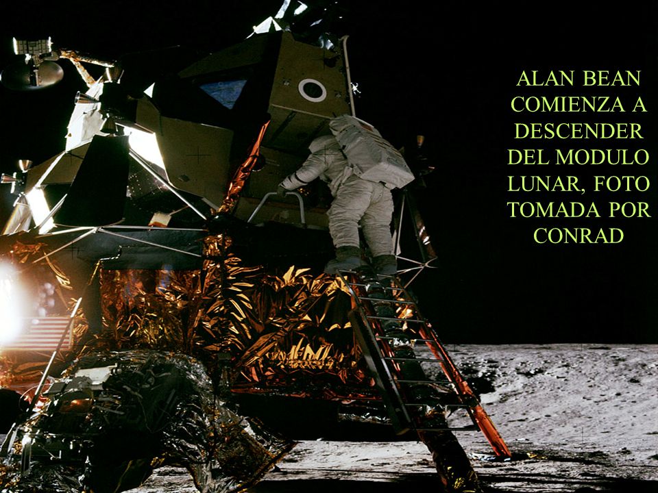ALAN BEAN COMIENZA A DESCENDER DEL MODULO LUNAR, FOTO TOMADA POR CONRAD