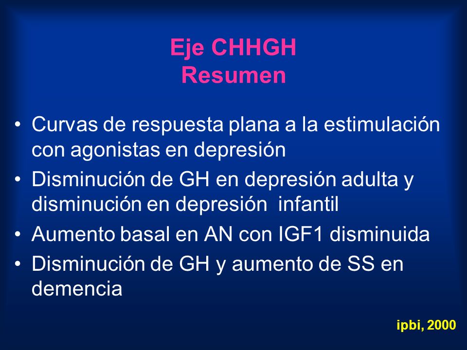 Eje CHHGH Resumen Curvas de respuesta plana a la estimulación con agonistas en depresión.