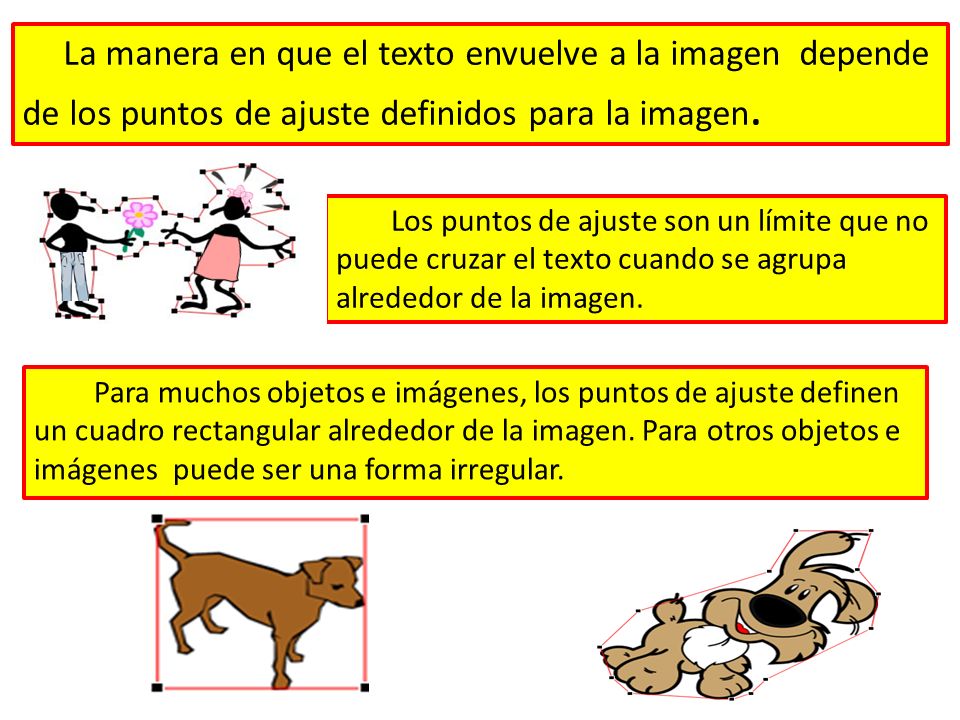 La manera en que el texto envuelve a la imagen depende de los puntos de ajuste definidos para la imagen.