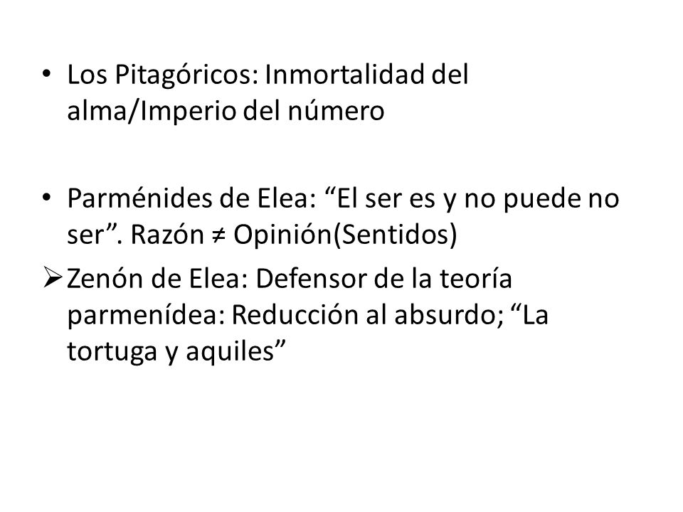Los Pitagóricos: Inmortalidad del alma/Imperio del número