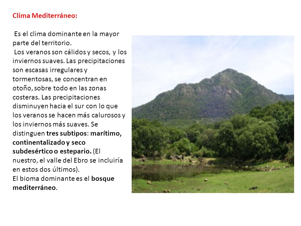 Clima Mediterráneo: Es el clima dominante en la mayor parte del territorio.