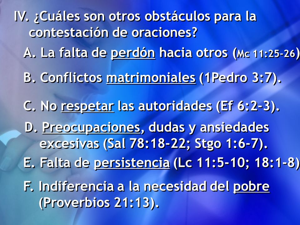 IV. ¿Cuáles son otros obstáculos para la contestación de oraciones