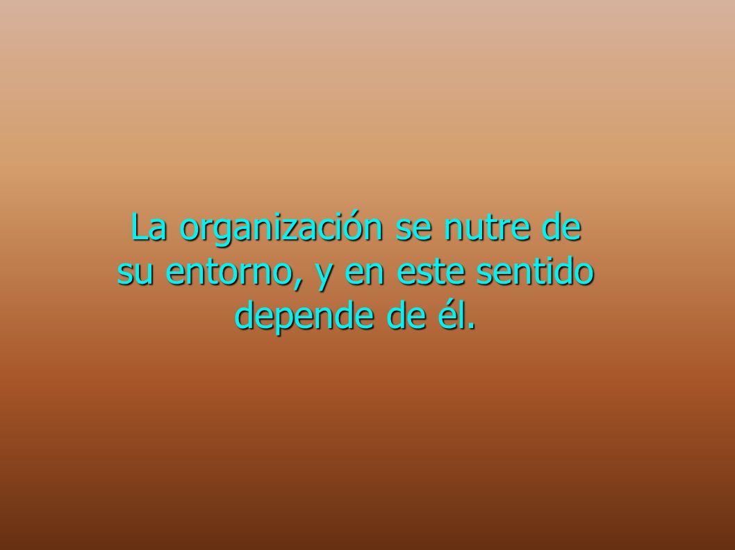 La organización se nutre de su entorno, y en este sentido depende de él.