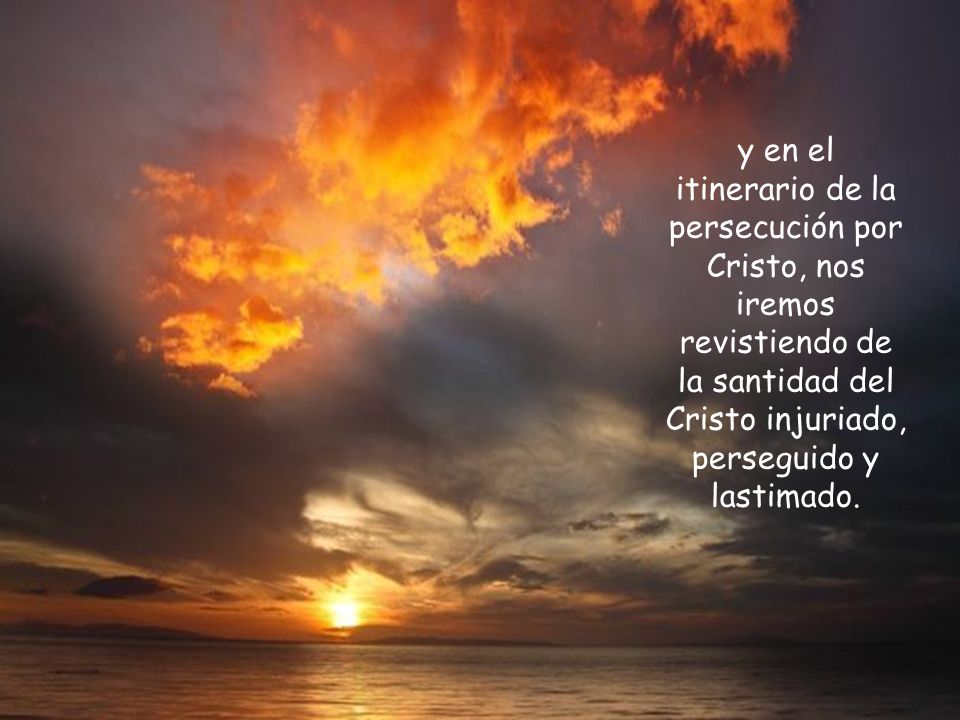 y en el itinerario de la persecución por Cristo, nos iremos revistiendo de la santidad del Cristo injuriado, perseguido y lastimado.
