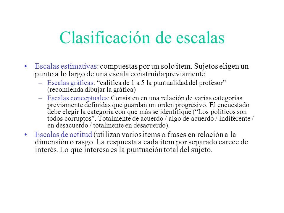 Clasificación de escalas
