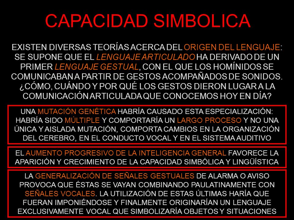 CAPACIDAD SIMBOLICA EXISTEN DIVERSAS TEORÍAS ACERCA DEL ORIGEN DEL LENGUAJE: