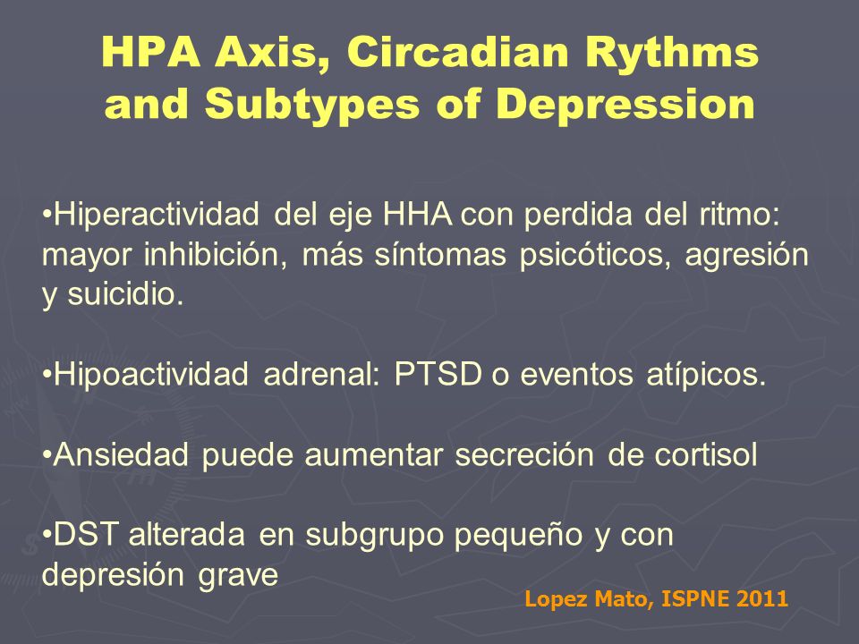 HPA Axis, Circadian Rythms and Subtypes of Depression