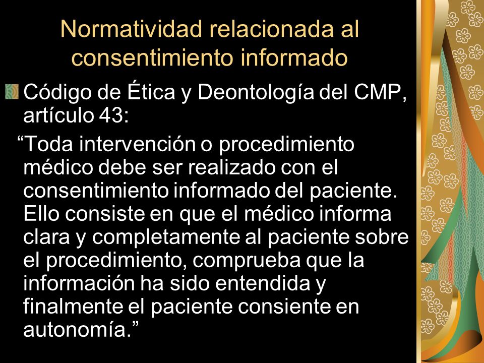 Normatividad relacionada al consentimiento informado