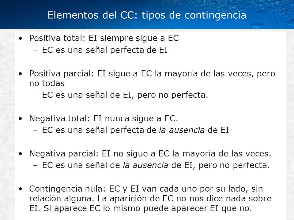 Elementos del CC: tipos de contingencia