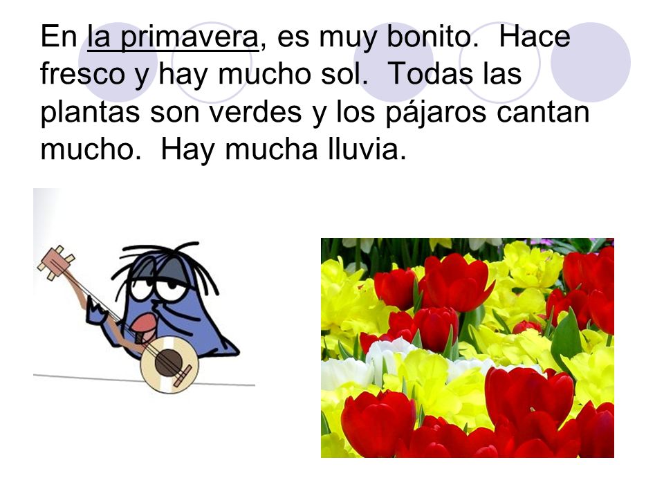 En la primavera, es muy bonito. Hace fresco y hay mucho sol