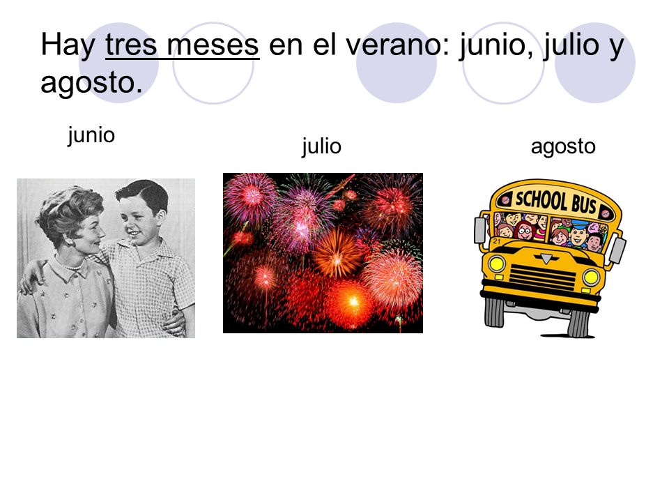 Hay tres meses en el verano: junio, julio y agosto.