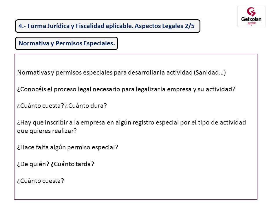 4.- Forma Jurídica y Fiscalidad aplicable. Aspectos Legales 2/5
