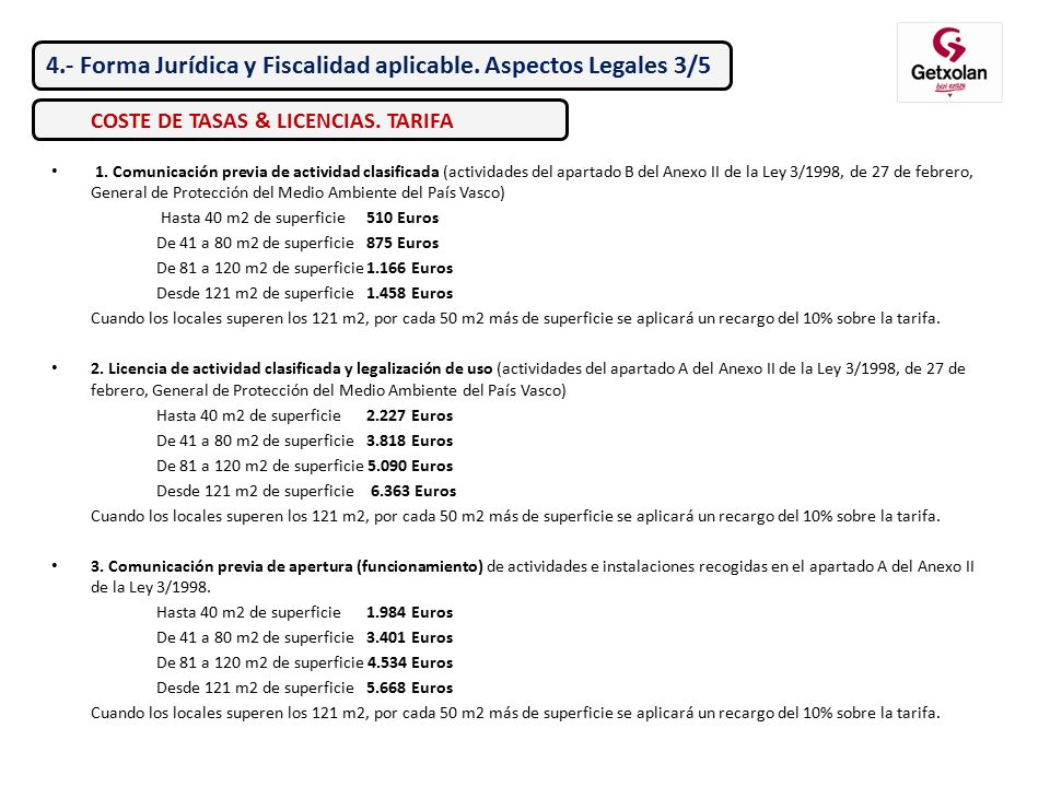 4.- Forma Jurídica y Fiscalidad aplicable. Aspectos Legales 3/5