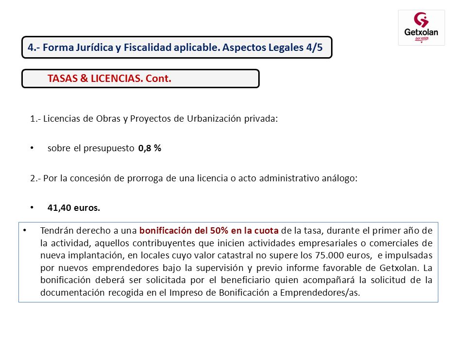 4.- Forma Jurídica y Fiscalidad aplicable. Aspectos Legales 4/5