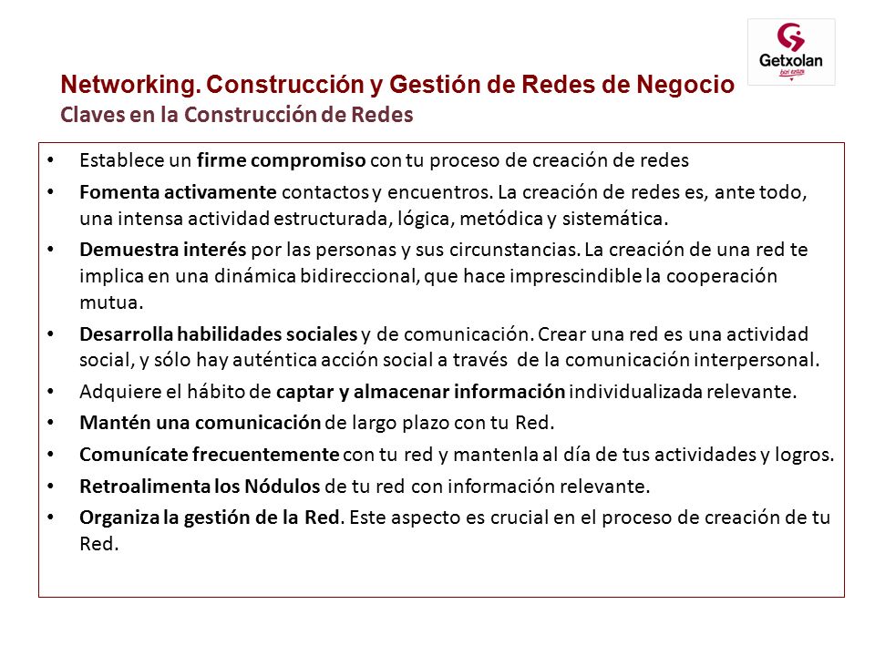 Networking. Construcción y Gestión de Redes de Negocio Claves en la Construcción de Redes