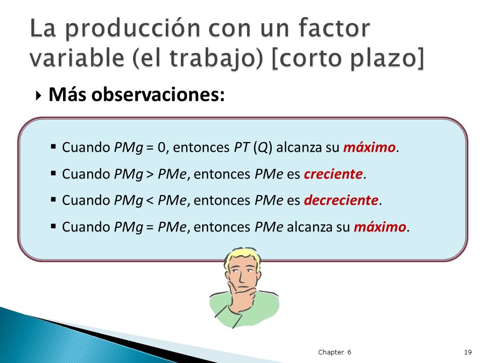 La producción con un factor variable (el trabajo) [corto plazo]