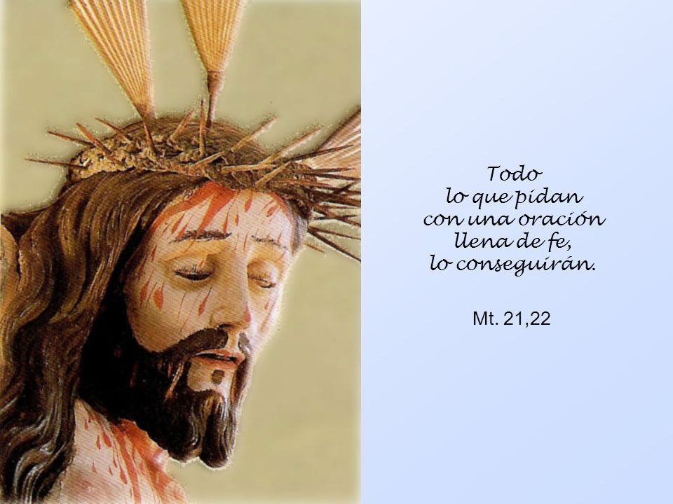 Todo lo que pidan con una oración llena de fe, lo conseguirán. Mt