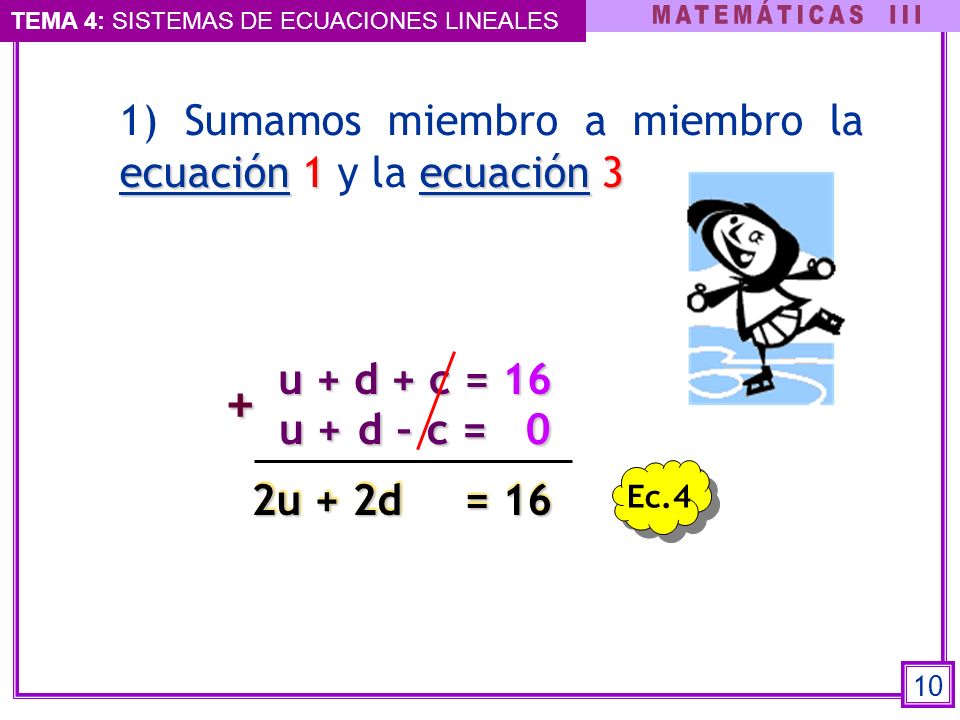 + 1) Sumamos miembro a miembro la ecuación 1 y la ecuación 3
