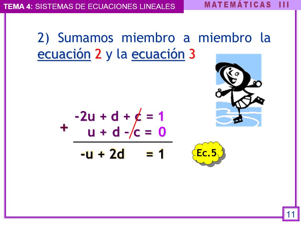 + 2) Sumamos miembro a miembro la ecuación 2 y la ecuación 3