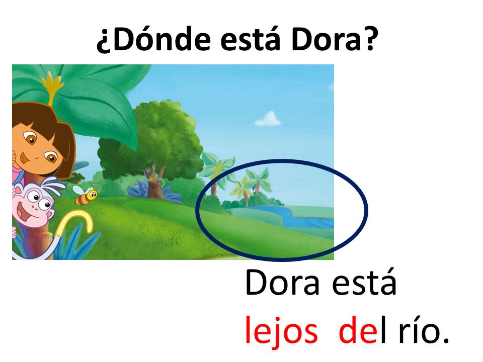 ¿Dónde está Dora Dora está lejos del río.