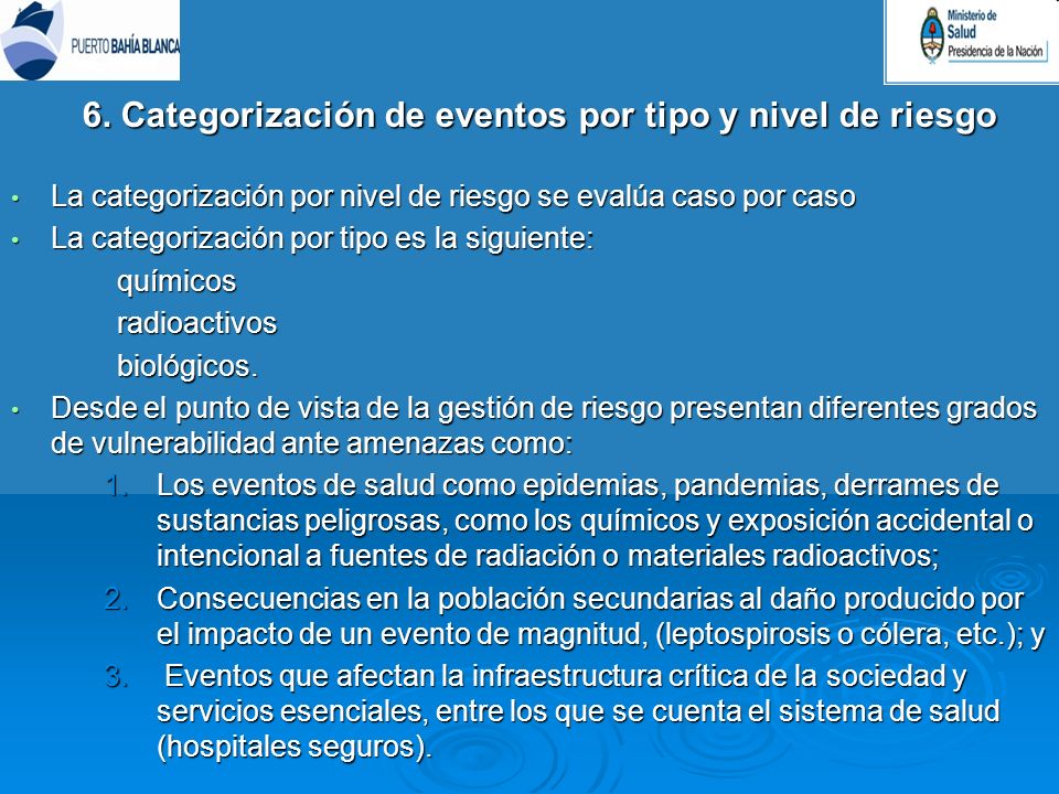 6. Categorización de eventos por tipo y nivel de riesgo