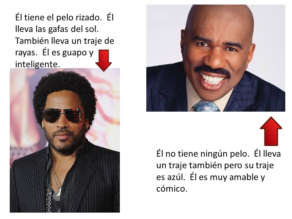 Él tiene el pelo rizado. Él lleva las gafas del sol