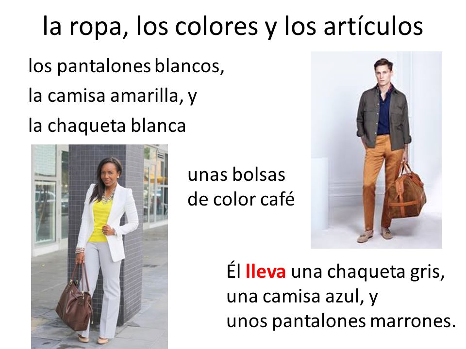 la ropa, los colores y los artículos