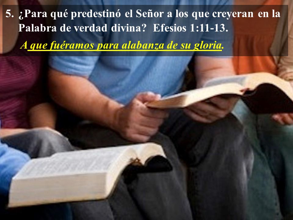 5. ¿Para qué predestinó el Señor a los que creyeran en la Palabra de verdad divina Efesios 1:11-13.