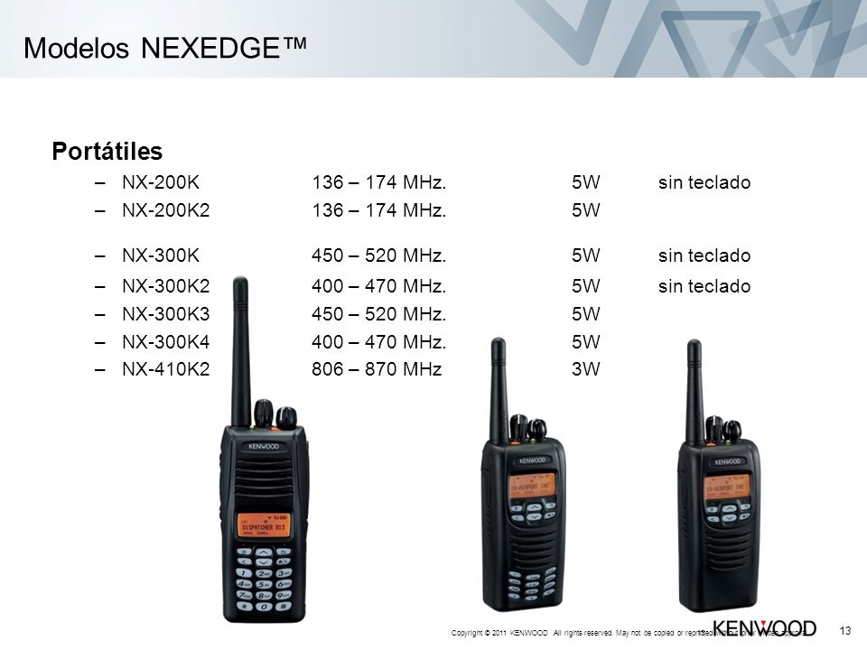 Modelos NEXEDGE™ Portátiles NX-200K 136 – 174 MHz. 5W sin teclado