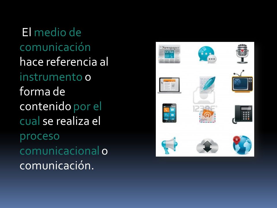 El medio de comunicación hace referencia al instrumento o forma de contenido por el cual se realiza el proceso comunicacional o comunicación.