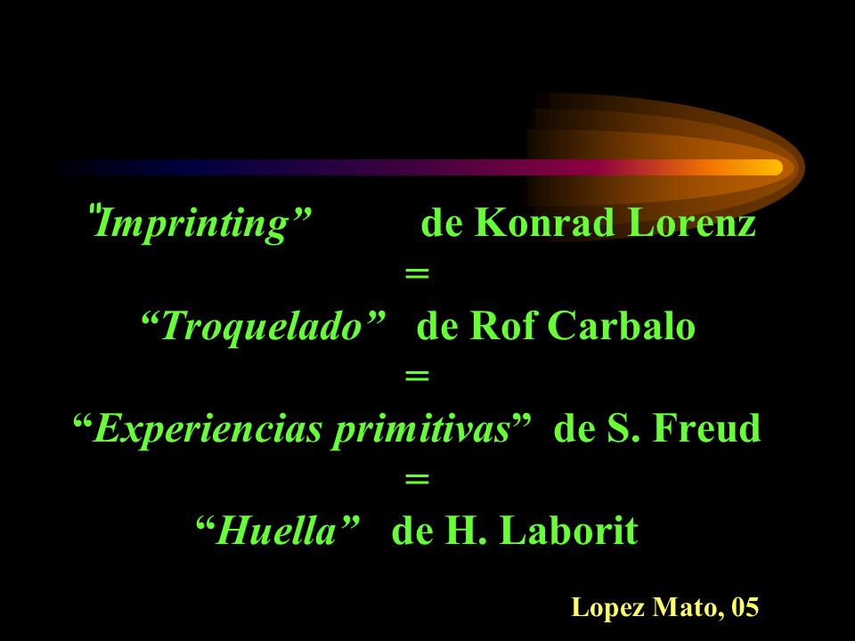 Imprinting de Konrad Lorenz = Troquelado de Rof Carbalo = Experiencias primitivas de S.