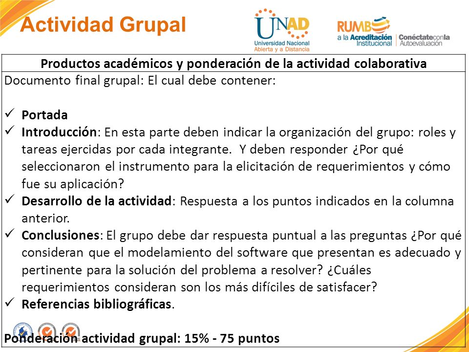 Productos académicos y ponderación de la actividad colaborativa