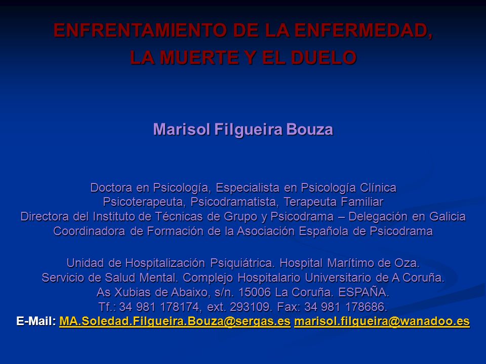 ENFRENTAMIENTO DE LA ENFERMEDAD, Marisol Filgueira Bouza