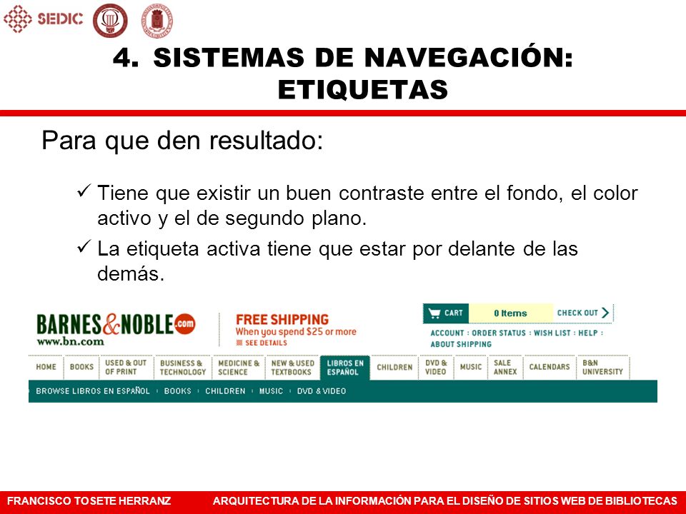 SISTEMAS DE NAVEGACIÓN: ETIQUETAS
