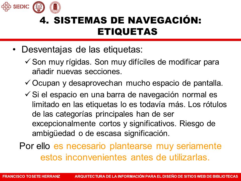 SISTEMAS DE NAVEGACIÓN: ETIQUETAS