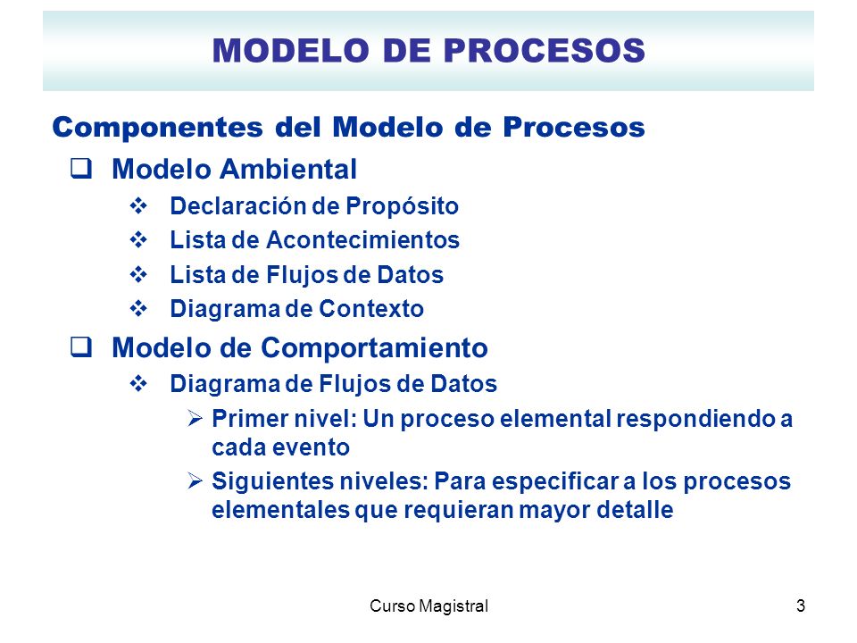 MODELO DE PROCESOS Componentes del Modelo de Procesos Modelo Ambiental
