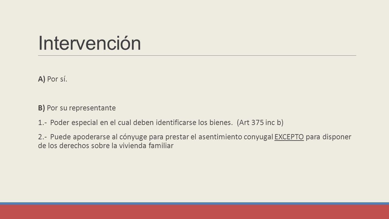 Intervención A) Por sí. B) Por su representante