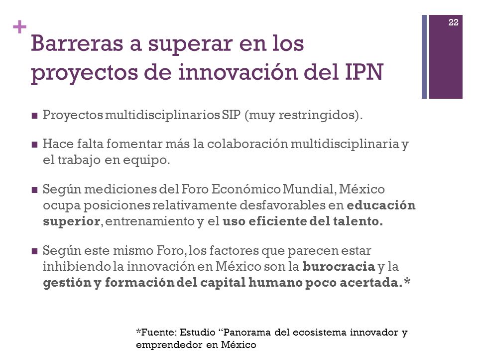 Barreras a superar en los proyectos de innovación del IPN