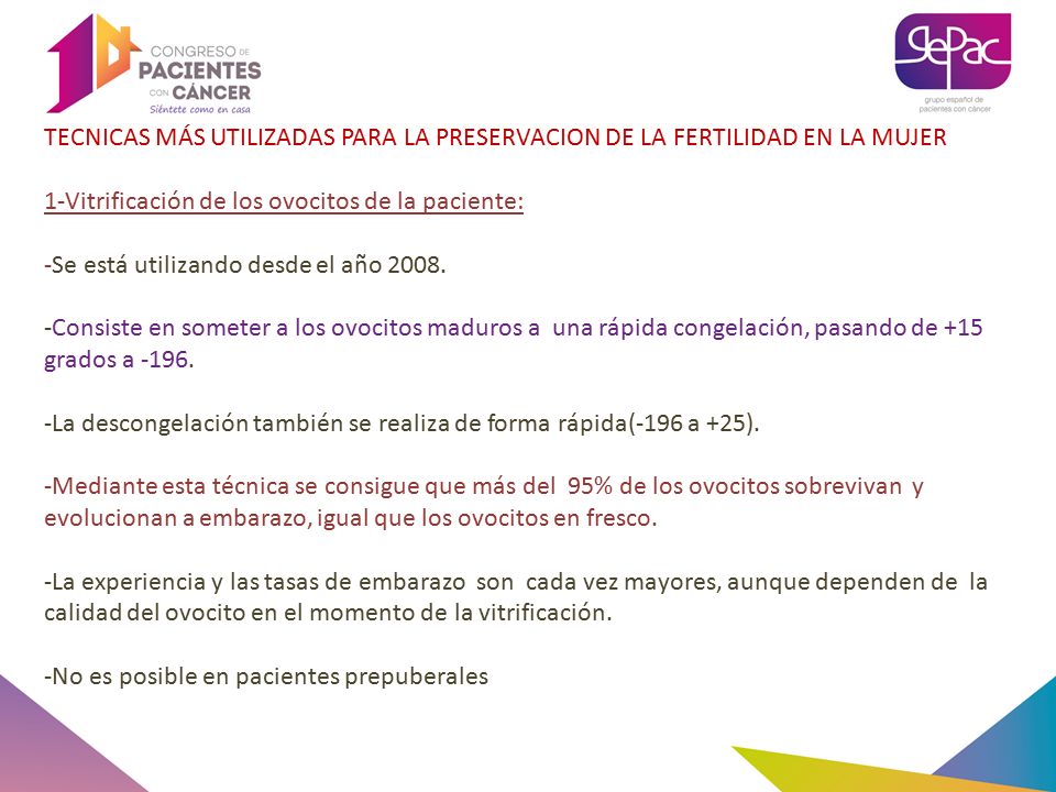 TECNICAS MÁS UTILIZADAS PARA LA PRESERVACION DE LA FERTILIDAD EN LA MUJER