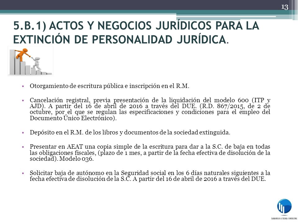 5.B.1) Actos y negocios jurídicos para la extinción de personalidad jurídica.