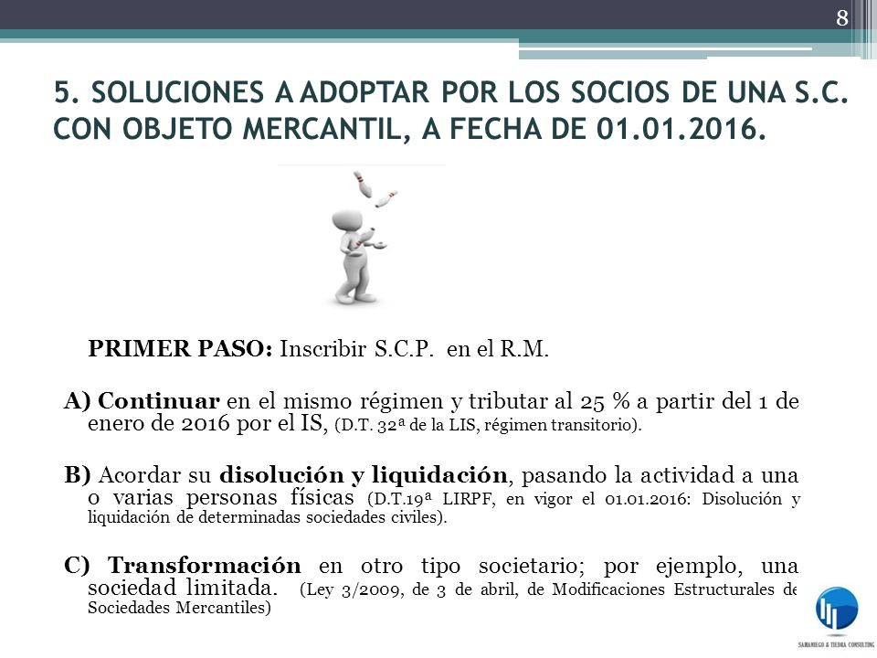 5. SOLUCIONES A ADOPTAR POR LOS SOCIOS DE UNA S. C