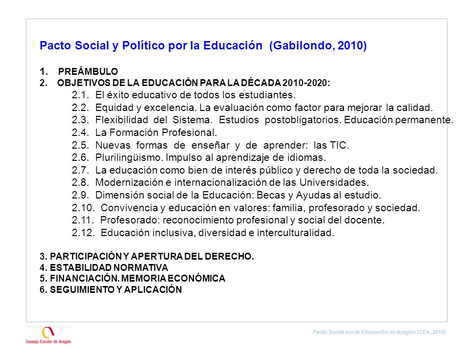 Pacto Social y Político por la Educación (Gabilondo, 2010)