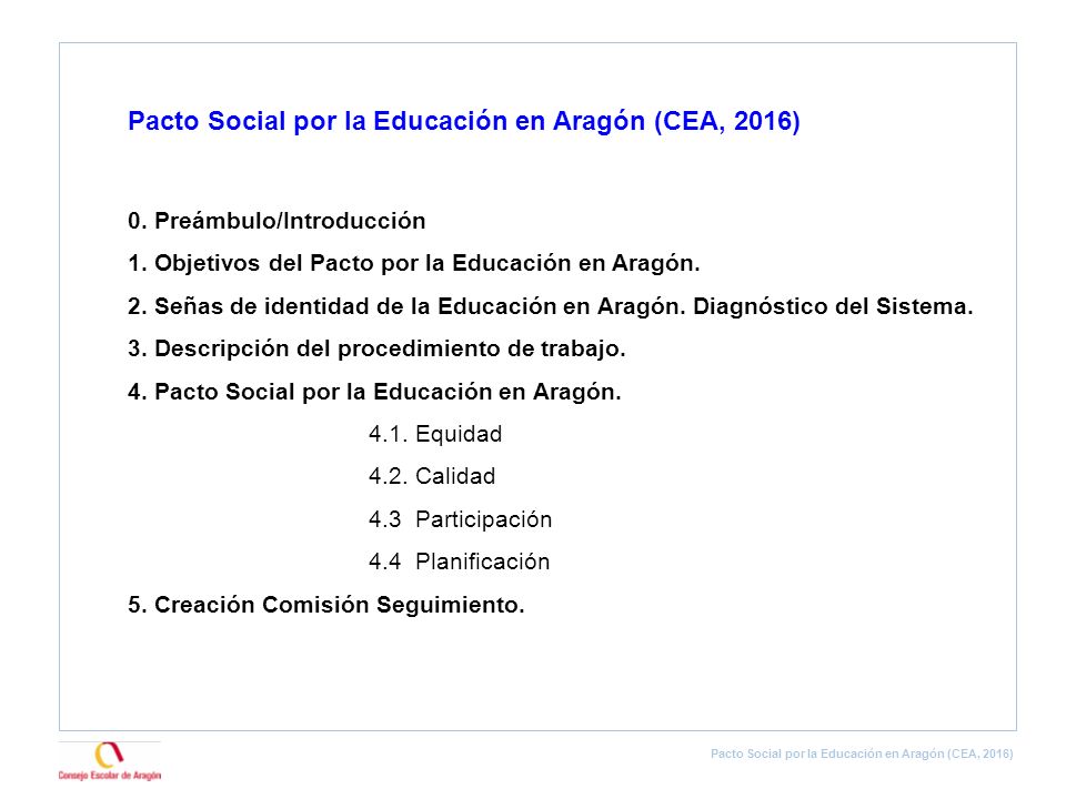 Pacto Social por la Educación en Aragón (CEA, 2016)